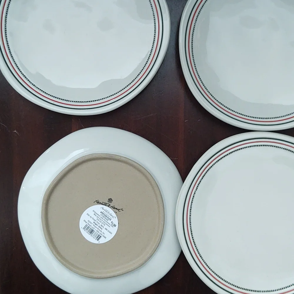 Hearth & Hand Striped Stoneware Appetizer Plates - Set of 4